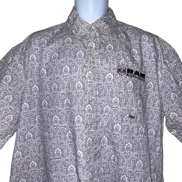 Rare Roper Dodge Ram Rodeo Series Mens Shirt XXL Purple Paisley Button Front - Picture 2 of 11
